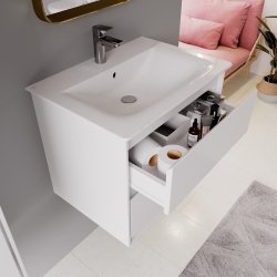 Ideal Standard Connect Air 600mm 2 Drawer Vanity Unit (Gloss White with Matt Grey Interior)