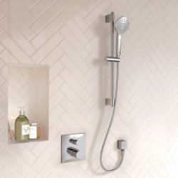 Ideal Standard Ceratherm C100 Built-In Chrome Square Shower Pack with 3 Function Idealrain Shower Kit