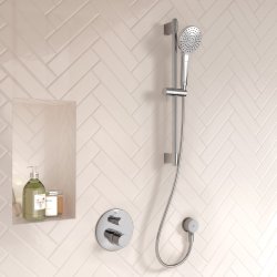 Ideal Standard Ceratherm T100 Built-In Chrome Round Shower Pack with 3 Function Idealrain Shower Kit