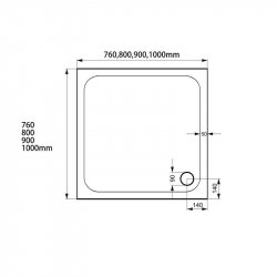 Kudos Kstone 800 x 800mm Square Shower Tray Slip Resistant