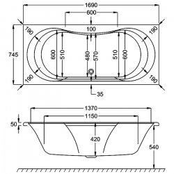 Carron Arc DE 1700 x 750mm Acrylic Bath