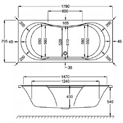 Carron Arc DE 1800 x 800mm Carronite Bath