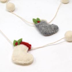 Handmade Christmas - Wool Felt Hanging Decoration - Christmas Stocking Garland