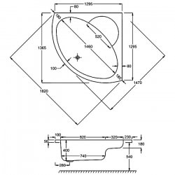 Carron Monarch 1300 x 1300mm Carronite Corner Bath
