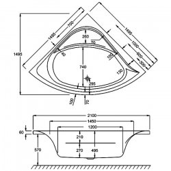 Carron Centennial 1500 x 1500mm Carronite Corner Bath