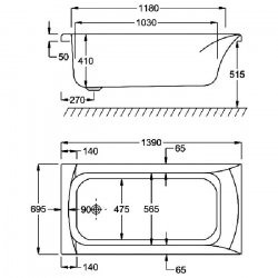 Carron Delta SE 1400 x 700mm Carronite Bath
