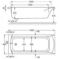 Carron Delta SE 1650 x 700mm Carronite Bath