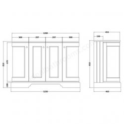 Bayswater Bathrooms 1200mm Plummett Grey 4-Door Curved Basin Cabinet