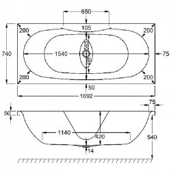 Carron Equation Double Ended 1700 x 750mm Carronite Bath