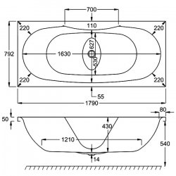 Carron Equation Double Ended 1800 x 800mm Carronite Bath