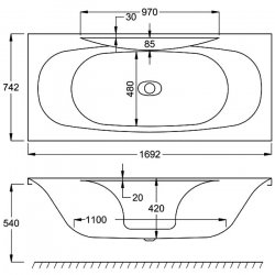 Carron Equity Double Ended 1700 x 750mm Acrylic Bath