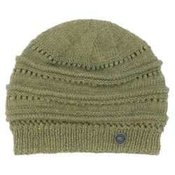 Lace Ridge Beanie - pure wool - fleece lined - bay leaf