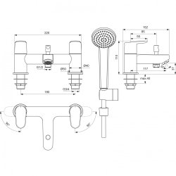 Ideal Standard Cerafine O Dual Control Silk Black Bath Shower Mixer with Set