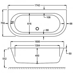 Carron Halcyon D-Shaped 1750 x 800mm Carronite Freestanding Bath