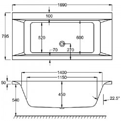 Carron Haiku DE 1700 x 800mm Carronite Bath