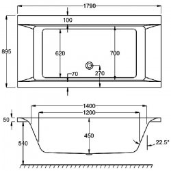 Carron Haiku DE 1800 x 900mm Carronite Bath