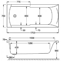 Carron Index SE 1700 x 750mm Carronite Bath