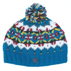 Pure Wool Hand knit - Norse Bobble Hat - Denim Blue