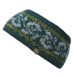 Pure Wool Fleece Lined - Alpine Headband - Pine Green