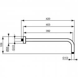 Ideal Standard Idealrain 400mm Silk Black Horizontal Arm