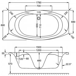 Carron Mistral DE 1800 x 900mm Carronite Bath
