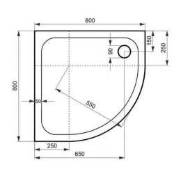 Kudos Kstone 1000 x 1000mm Quadrant Shower Tray Slip Resistant