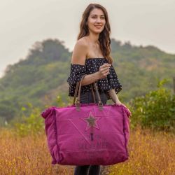 Popping Pink Weekend Overnight Canvas Bag - S-2805 - Myra