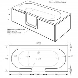 Cordova Double Ended Walk-in Bath