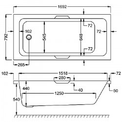 Carron Quantum Integra 1700 x 800mm Acrylic Bath