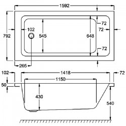 Carron Quantum SE 1600 x 800mm Acrylic Bath