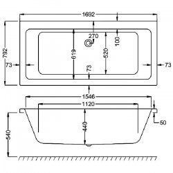 Carron Quantum Duo 1700 x 800mm Carronite Bath