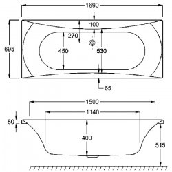 Carron Alpha Double Ended 1700 x 700mm Acrylic Bath