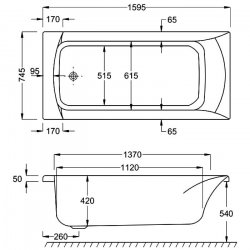 Carron Sigma SE 1600 x 750mm Carronite Bath
