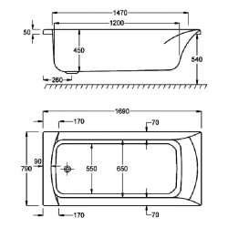 Carron Sigma SE 1700 x 800mm Carronite Bath