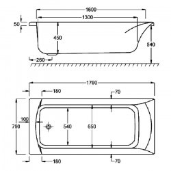 Carron Sigma SE 1800 x 800mm Carronite Bath