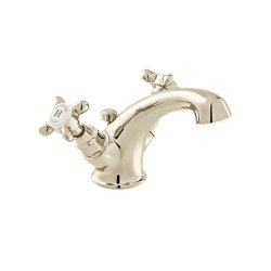 Booth & Co. Axbridge Cross Mono Basin Mixer with Pop-Up Waste - Nickel