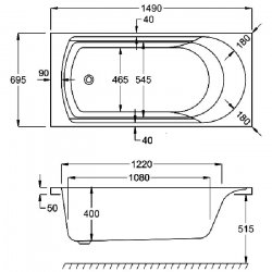 Carron Arc SE 1500 x 700mm Acrylic Bath