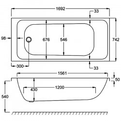 Carron Profile SE 1700 x 750mm Acrylic Bath