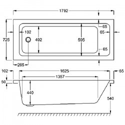 Carron Quantum SE 1800 x 725mm Carronite Bath