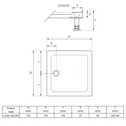 Mira Flight Low 760mm Square Shower Tray with 4 Upstands