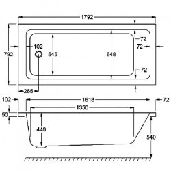 Carron Quantum SE 1800 x 800mm Carronite Bath