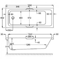 Carron Quantum Integra 1700 x 700mm Acrylic Bath