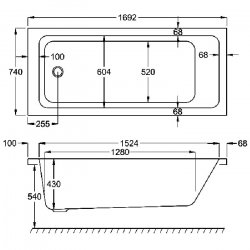 Carron Quantum SE 1700 x 750mm Acrylic Bath