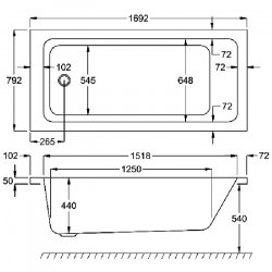 Carron Quantum SE 1700 x 800mm Acrylic Bath