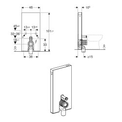 Geberit Monolith Plus for Wall Hung WC (114cm) - Slate Stoneware / Black Chrome