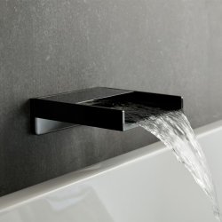 Vado Individual Omika Noir Wall Mounted Waterfall Bath Spout - Polished Black