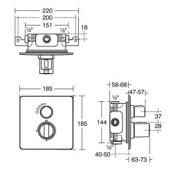 Ideal Standard Easybox Slim Bi Thermostatic Shower Mixer with on/off and Square Faceplate