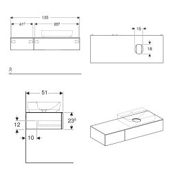 Geberit VariForm 1350mm Two Drawer Cabinet for Lay-On Basin - Oak