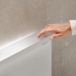 Geberit Monolith Plus for Wall Hung WC (114cm) - Sand Grey Glass / Brushed Aluminium