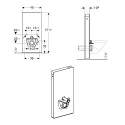 Geberit Monolith Plus for Wall Hung WC (101cm) - Lava Glass / Black Chrome